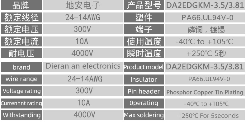 插拔式接线端子DA2EDGKM-3.5/3.81